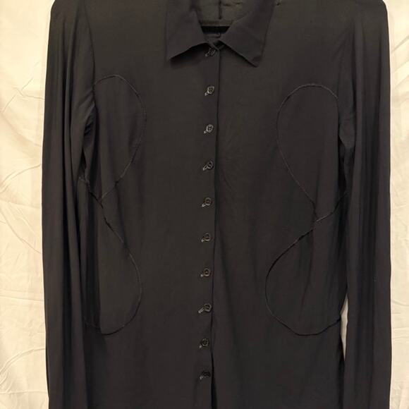 Marithe Francois Girbaud Womens Top Button Up Long Sleeve Size 6 Y2K Black - Picture 4 of 13